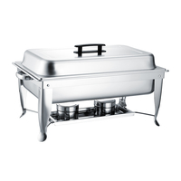 Fournitures hôtelières et de restauration : Ensemble de réchauds de buffet rectangulaires empilables en acier inoxydable 9L, chauffe-plats durable pour service et réceptions
