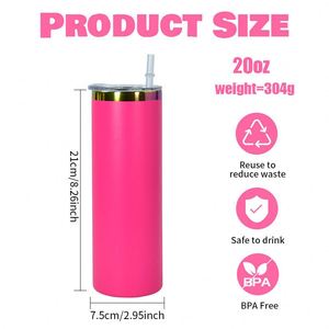 Powder Coated 20Oz Electroplated Straight Double Wall Stainless Steel Vacuum Insulation Insulated Travel Tumbler <b>Coffee</b> Cup Mug - Product Image 2