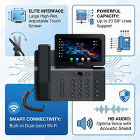 Téléphone IP intelligent Wi-Fi 6 V66 avec écran tactile HD 7 pouces, antibactérien 5.4, 116 touches DSS, téléphone de bureau vidéo SIP pour le bureau