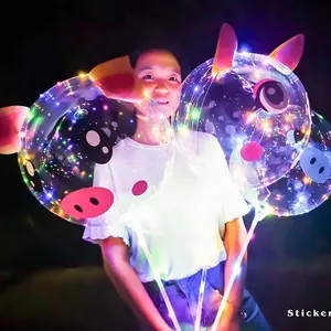 2020 वेलेंटाइन दिवस गर्म बिक्री कार्टून और जानवरों पैटर्न के लिए पार्टी शादी के लिए स्टीकर के साथ बोबो गुब्बारा प्रकाश का नेतृत्व किया सजावट