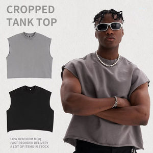 Camiseta sin mangas para hombre, estilo boxy, de secado rápido, de algodón acanalado, con logo personalizado, para verano, deporte, gimnasio, chaleco, top. - Product Image 1