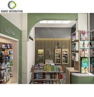 Conception d'intérieur pour pharmacies, comptoir de présentation en bois personnalisé, étagères de pharmacie pour décorateur de magasins médicaux