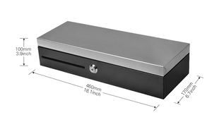 Cajón <span class=keywords><strong>de</strong></span> efectivo estándar portátil para caja <span class=keywords><strong>de</strong></span> dinero <span class=keywords><strong>de</strong></span> supermercado, con tapa abatible <span class=keywords><strong>de</strong></span> almacenamiento <span class=keywords><strong>de</strong></span> metal, 8 billetes ajustables/8 <span class=keywords><strong>monedas</strong></span> - Product Image 3