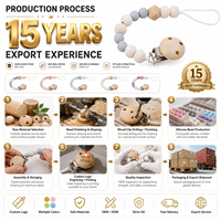 Attache sucette en Silicone, perles en bois pièces, pour bébé, chaîne motif fleurs artificielles, Logo personnalisé