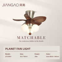 Ventilateur de plafond JianGao avec lampe encastrée, 3 globes en verre, 20W, éclairage multi-scènes pour chambre, bureau, balcon, couloir