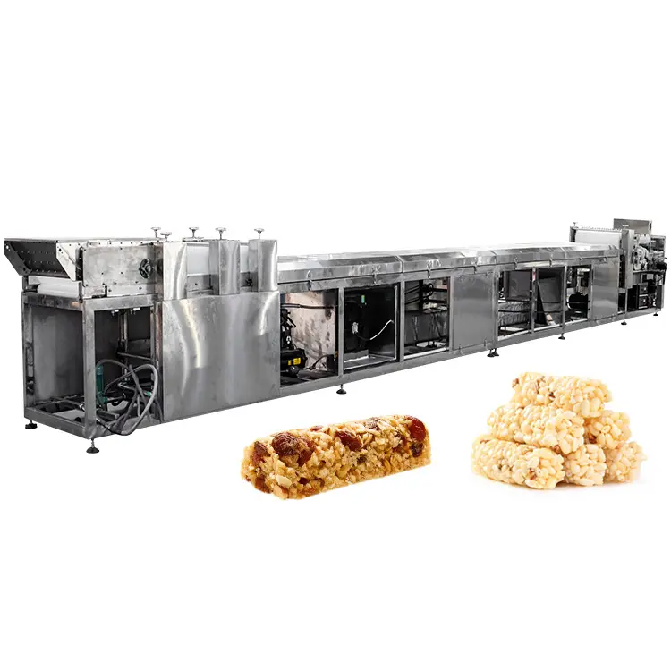 Máquina automática de barra de proteínas para hacer corte de energía, cacahuete de sésamo, turrón suave, caramelo, nueces dulces, cereales, chocolate, fecha