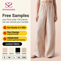 Pantalon plissé large pour femme, taille élastique avec cordon de serrage, coupe ample, long, couleur nude, pour la plage et les vacances, vente en gros, grandes tailles