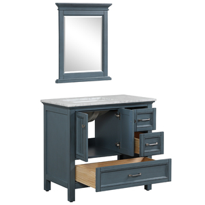 Meuble-lavabo de salle de bain de luxe en bois massif et contreplaqué, style transitionnel bleu antique, avec miroir, résistant à l'eau, fabriqué au Vietnam - Product Image 3