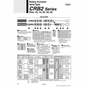 Pièces pneumatiques d'actionneur rotatif CRB2FW30-180SZ SMC Pneumatics - Product Image 1