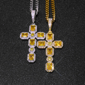 Magnifique Pendentif Croix en Pierre Gemme Radiante et Sucre de Roche, Bijoux en Zircon, Accessoires Personnalisés, Collier pour Homme - Product Image 5