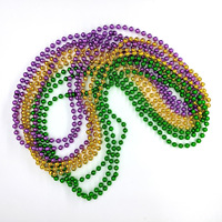 Collier de perles de 80 cm de long, couleur or métallique, violet, vert, pour le Mardi Gras, les couleurs de Noël, accessoires pour les fêtes de carnaval