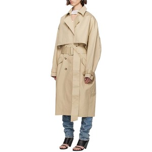 Женский двубортный тренчкот цвета хаки, модный дизайнерский Повседневный осенний непродуваемый плащ высокого качества, оптовая продажа - Product Image 4