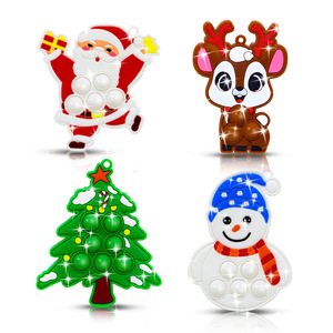 Nouveau porte-clés créatif en silicone à <span class=keywords><strong>bulles</strong></span>, motif <span class=keywords><strong>Pat</strong></span>'<span class=keywords><strong>Patrouille</strong></span>, Père Noël, renne, anti-stress, pendentif décoratif pour sapin de Noël - Product Image 1