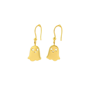 Boucles d'oreilles fantaisie en forme de fantôme doré pour femmes et hommes, bijoux en alliage mignons, boucles d'oreilles à la mode, cadeau de fête, style unisexe - Product Image 1