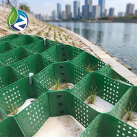 Mur de soutènement en géogrille HDPE verte pour l'extérieur, pour la protection des pentes de rivières et la consolidation du sol, conception en grille nid d'abeille