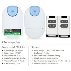 <span class=keywords><strong>Panneau</strong></span> <span class=keywords><strong>de</strong></span> commande <span class=keywords><strong>de</strong></span> volet roulant multifonction 230V à 4 boutons, télécommande automatique pour porte roulante, fréquence 433MHz, <span class=keywords><strong>code</strong></span> roulant - Product Image 3