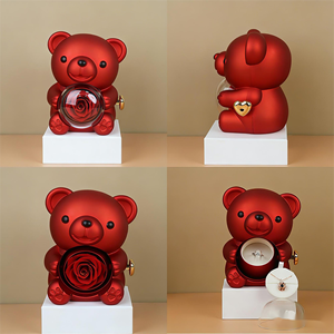 Collana a Forma di Orsacchiotto con <span class=keywords><strong>Anello</strong></span> Portarosa Eterno in Cupola Acrilica, Scatola Portagioie Rotante, Regalo Creativo per la Festa della Mamma - Product Image 2