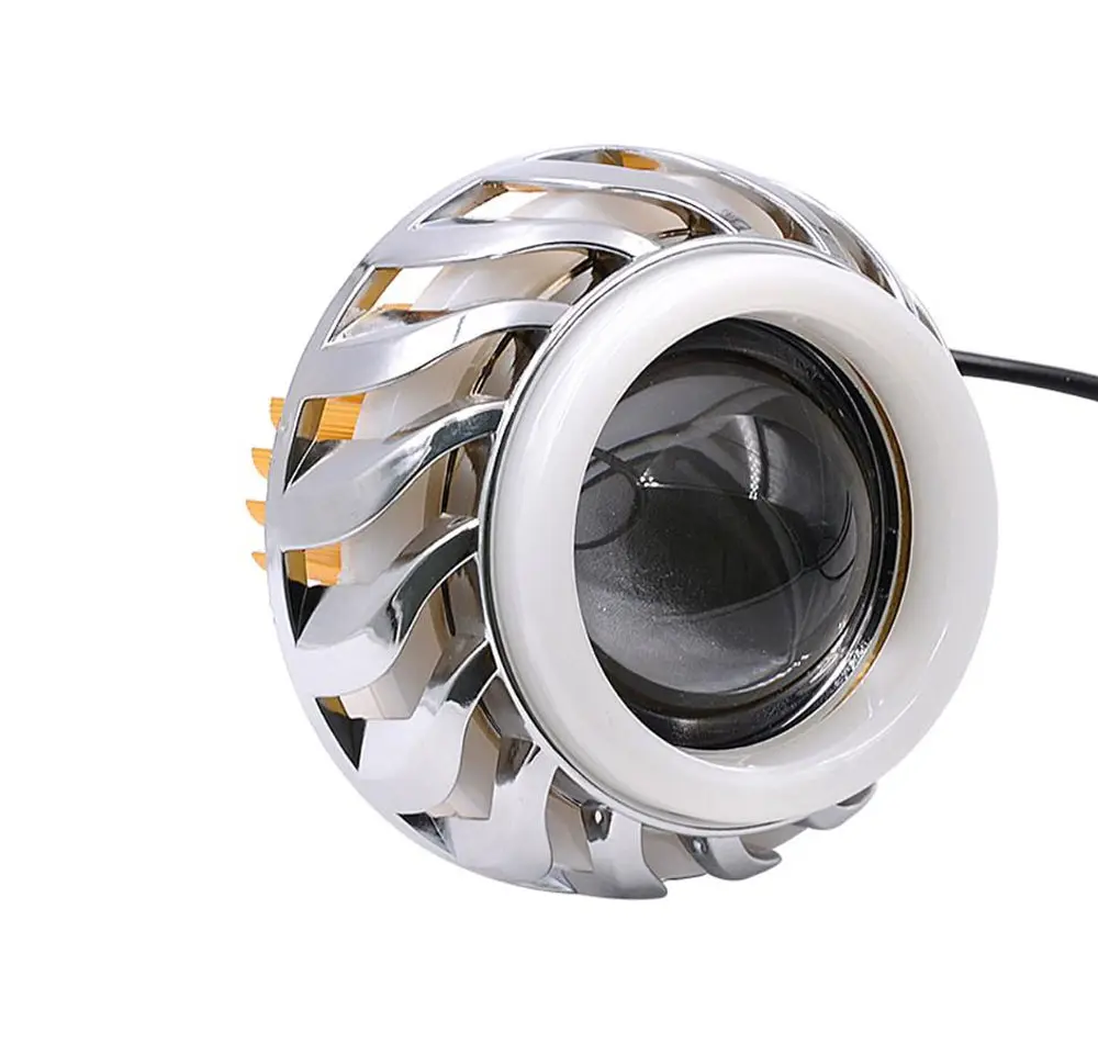 Qidewin pha lê thiên thần mắt Đèn Chiếu LED Halo Vòng cao thấp chùm H4 9007 góc mắt hoặc xe máy xe hơi