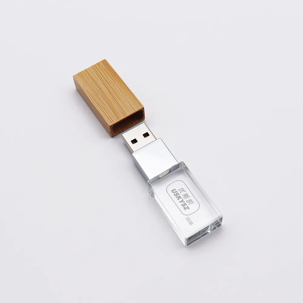 ใหม่สวย USB Drive/คริสตัล USB Flash หน่วยความจำเลเซอร์โลโก้ที่กำหนดเอง 1GB-64GB