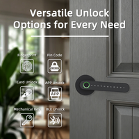 Serrure Intelligente Bluelock TTlock à Poignée Connectée, Contrôlée par Application, Empreinte Digitale, Mot de Passe, Carte, Clé, en Alliage d'Aluminium, pour Bois, Stockage Cloud, SDK Domestique