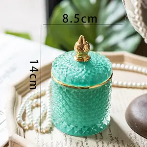 卸売良質カラフルガラスカップキャンドルジャーホルダー、ハンドル付き蓋、キャンディ収納可能 - Product Image 6