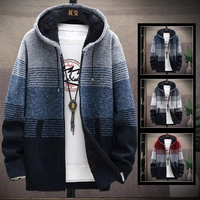 Vente en gros de sweats à capuche en tricot doublés de polaire sherpa pour hommes, à manches longues, bleu, avec fermeture éclair, logo personnalisé, conception OEM et ODM