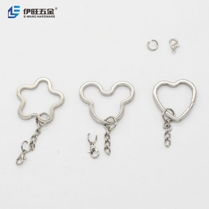 YIWANG Factory Wholesale Silver Mickey Key Chain Metal DIY Heart Flat Split Key Ring Keychain Ring Parts - Product Image 4