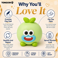 Jouet à presser TONGXIN Sprout Crunchy Clay Sprout Monster, Jouets Fidget Squishy, Balles anti-stress Squishy, Vente en gros, Cadeau