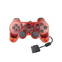 Manette de Jeu Filaire Transparente pour PS2, Joystick Manette Claire avec Moteur de Vibration Compatible PC