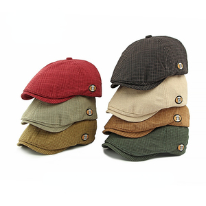 Thời trang Mens Womens kẻ sọc kiểm tra Newsboy cap mùa hè thoáng khí mũ phẳng Ivy Gatsby lái xe <span class=keywords><strong>Cabbie</strong></span> Mũ giản dị - Product Image 1