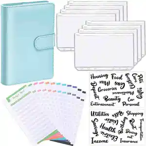 Top Sales PU Leather Colorful Money Saving Note Book with Envelopes System Organizer Budget Binder Set