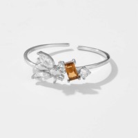 FUAMAY 925 Cincin Emas Lebah Hewan Anime Perak Cincin Berlian Baguette Lebah Madu Cincin Anillos