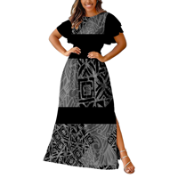 Robe longue rétro tendance pour femme, taille haute, à lacets, style polynésien, grande taille, manches courtes, fendue, best-seller, livraison directe