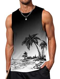 Bring The <b>Beach</b> Party Anywhere With These Fun Printed <b>Men's</b> <b>Vests</b>, Featuring Tropical Flowers And Ocean Designs - Product Image 1