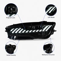 Phares LED pour Audi A7 2011-2018, style RS7, avec lentille de projecteur, DRL et clignotants dynamiques, kit de modernisation