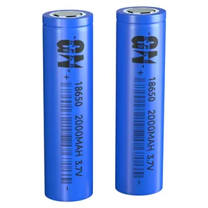 Bateria de lítio 18650 v recarregável, autêntico 3.7 íon de lítio cilíndrico lifepo4 2000mah 18650