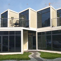 Casa prefabricada de lujo, contenedor plano personalizado de 20 pies y 40 pies, casa moderna de doble piso