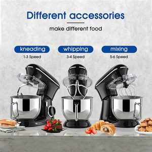 Batidora Eléctrica de Pedestal de 2000W con Tazón de Mezcla de Acero Inoxidable de 6.5L, Procesador de Alimentos Multifuncional de Cocina, Batidora de Harina de 6 Velocidades - Product Image 4