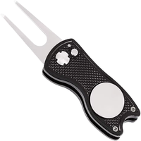 Outil de réparation de divots de golf, marqueur de balle avec bouton escamotable, en alliage de zinc durable, finition émail souple, portable et antidérapant