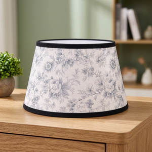Abat-jour en lin de style vintage à motif floral avec bord festonné décoratif - Product Image 2