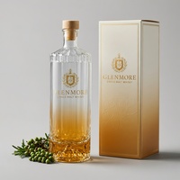 Bouteille cylindrique de 500 ml en verre super flint, couleur personnalisée, base volcanique, de luxe, vide, pour spiritueux, liqueur, whisky, vodka, gin, vente en gros, direct usine