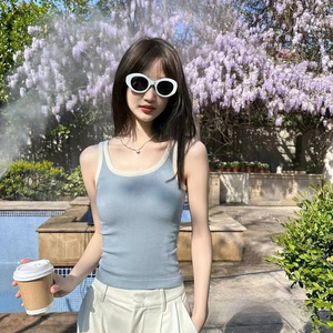 เสื้อกล้ามคอสี่เหลี่ยมทรงสลิมสำหรับผู้หญิง ผ้าคอร์ดูรอยสีตัดต่อ สไตล์วินเทจ อุ่นสบายสำหรับฤดูใบไม้ร่วงและฤดูหนาว ไม่ต้องใส่บรา - Product Image 4