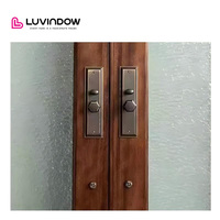 Porte d'entrée en bois massif avec impostes latérales, design moderne personnalisé, double vitrage, porte battante, vente chaude au Texas