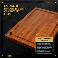 Ensemble de 3 planches à découper en bambou carbonisé non toxique pré-huilées, en vrac, planches à découper en bois FSC avec trou de suspension pour la cuisine