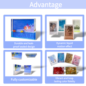 Cadre photo personnalisé en acrylique écologique avec paillettes liquides <span class=keywords><strong>10x15cm</strong></span>, cadre photo magnétique flottant à l'huile et à l'eau - Product Image 3