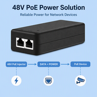 Injecteur PoE 48V 2.5G 30W IEEE 802.3at PoE, injecteur d'alimentation Ethernet haute vitesse pour point d'accès WiFi 6