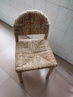 Chaise de salle à manger en teck et frêne massif, tressée en jonc de mer naturel, personnalisable, pour salon moderne ou restaurant