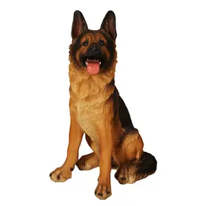 Creative Simulation Animal Large Resin German Shepherd Ornaments Wolf Dog Sculpture Resin Crafts For Home Decoration