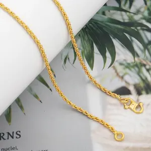 Cadena de cuerda torcida chapada en oro de 18 quilates, 1,2mm, 1,5mm, 1,7mm, 2,3mm, 3,3mm, Plata de Ley 925 hecha en Italia, collar de cadena de cuerda cortada con diamantes