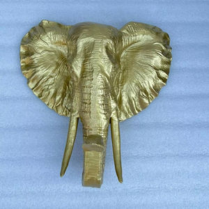 Cabeza de elefante grande de alta calidad, escultura de pared de elefante de Metal, Estatua con acabado en bronce - Product Image 1